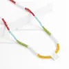Handgefertigte bunte Kristallperlen-Halskette, modischer Muschel-Buchstaben-Anhänger, Namenshalsband für Frauen, Regenbogen-Hals, Y2K-Zubehör