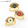 L'AmourMa 2021 mode goutte d'huile cuivre Instagram Style créatif oeil de démon ouvert bague en or pour les femmes bijoux accessoiriser