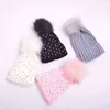 Vinter Höst Varm Hattar Päls Pom Barn Beanie Kepsar Barn Barn Bonnet Skullies Flickor Boys Unisex Tjock Virka Stickad Hat Y21111