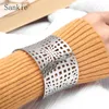 Sankie Wide Cuff Bracelets & Bangles For Women Stainless Steel Fashion Jewelry Gold Color Geometric Hollow Bangle Bracelet225U