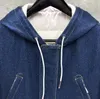 2022 패션 브랜드 코트 남성 패치 워크 긴 데님 줄무늬 두꺼운 캐주얼 후드 겨울 의류 다운 재킷
