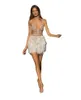 Dorywczo Dresses Donsignet Lato Krótka Sukienka Pióro Dla Kobiet Seksowna Moda V-Neck Spaghetti Pasek Kobieta