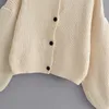 Femminile francese allentato usura esterna pigro manica lunga monopetto in maglia cardigan stile coreano semplice maglione da donna 210507