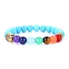 Gu Jin Bouddhiste Bouddha Head Yoga Reiki Energy Stone Sept Pulse Wheel Bracelet 8 mm Tiger Eye Stone 7 Chakra Bracelet