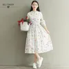 Mori Mädchen Herbst Winter Weibliche Robe Rüschen Cord Vestidos De Festa Langarm Wunderschöne Süße Blumen Gedruckt Frauen Kleider 210409