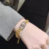 Luxury designer classic style black letters 18k goldplated doublelayer Link Chain bracelet ladies fashion allmatch jewelry high7856278