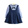Bear Leader Baby Girls Dress New Spring Casual Ruffles A-Line Striped Full Sleeve Kids Dress för 3T-7T Höstbrev Vestido 1733 Y2