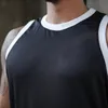 Ny sommar mesh gym kläder snabb torr bodybuilding tank top män fitness singlet muskel ärmlös tröja träningstank 210421