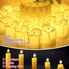 Candele votive senza fiamma Candela finta elettrica tremolante 24 luci da tè a LED a batteria per matrimoni Halloween Natale