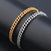 Hip Hop Micro Paved Cubic Zirconia Bling Iced Out 9mm Cuban Link Chain Bangle Bracelet For Men Women Unisex Rapper Jewelry Link 2471