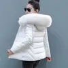 取り外し可能な偽の毛皮のファッションスリムな女性冬のジャケットの綿の豆の暖かい厚い女性のコートショートダウンパーカーレディースジャケット211108
