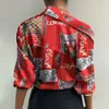 Женская цифровая печать блузки мода Trend Trend Casual ClothDord Bandage COP Tops Designer Famale Spring с длинным рукавом свободные шифоновые рубашки