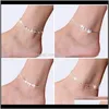 Jewelrysterling Sliver Ankel för kvinnor Fotsmycken Inlagd Zirkon Anklets Armband på en benpersonlighetsgåvor DFF0675 Drop Delivery 2021 SLFM