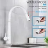 Weiße Küche Sense Wasserhahn Herausziehen 360 Rotation Smart Touch Sensor Küche Waschbecken Wasserhahn Kran Heiße Kaltwassermischer Wasserhähne