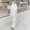 Summer OL Style White Women Pants Chic Wide Leg Pant High Waist Elegant Work Trousers Female Casual pantalon femme 210428