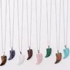 Necklace Fish Tail Pendant Necklaces Designer Jewelry Healing Turquoise Green Aventurine Quartz Stone Silver Plated Leather Link Chain Alloy Chokers For Women