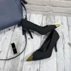 2022 Spring YSL Stiletto Talons Sandals Designer de luxe Femmes Robe Chaussures Sling Tweed Sweed Slianters 34 à 40