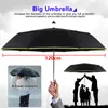 120 cm Otomatik Çift Katmanlı Büyük Şemsiye Yağmur Kadınlar 3 Folding Rüzgar Geçirmez Büyük Şemsiye Erkekler Için Famliy Seyahat İş Umbrellas 210401