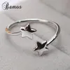 Cluster Rings Bamos Heart/Star/Infinity/Letter/Bow Knot Open Ring Simple Adjustable Midi For Women Silver Color Jewelry