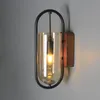 Vägglampor Creative Glass Lamp Sovrum Wandlamp Fashion Iron LED -lampor bredvid ljusarmaturer Trappa Belysning Nordic Sconce