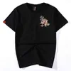 Summer Embroidery T Shirt Men Hip Hop Short Sleeve Cotton Animal Flower Phoenix Japanese Streetwear op ees Hipster New G1217