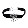 Prix de gros 2021 cristal géométrique pendentif tour de cou large noir velours collier femmes mode bijoux Chokers