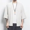 Herrgravrockar kinesiska linne medellånga kappor bomull spetälska skjorta retro nationell stil