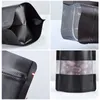 100 sztuk Stand Up Matte Black Aluminiowa Folia Okno Zip Blokada Torba Resealable Mięso Kawa Proszek Przekąski Nakrętki Xmas Ślubne Prezenty Ciepła Uszczelnianie Wouches