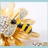 Bee Daisy المينا الموضة Girls Brooch دبابيس Rhinstone للنساء وشاح مقطع الحشرات إكسسوارات 5XYWJ MPAFG