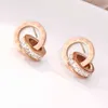 Crystal Diamond Stud Earrings Rose Gold Fashion Titanium Steel Double Wound Roman Numerals Studs Earring for Women Gift Jewelry Ne6518112