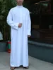 Saudi Arab Full Sleeve Abaya Islamic Clothing Men Long Robe Kaftan Muslim For Pakistan Pray Plus Size Jubba Thobe Ethnic