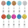 Office Supplies 10 Colors Badge Reel Sequin round easy pull buckle ID Badges Holder rotary alligator clip Badges-scroll T9I001819