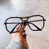 Okulary przeciwsłoneczne moda Polygon Square Kobiety retro przezroczyste okulary przeciwziężarowe rama mężczyźni podwójne mosty przeciwsłoneczne UV4006040971