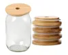 Bamboe Cap Deksels 70mm 88mm herbruikbare bamboe Mason JAR-deksels met stro gat en siliconen afdichting Hoge kwaliteit