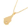 Stainless Steel Montserrat Island Map Pendant Necklaces For Women Girls Gold Color Heart Charm Jewelry