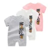 NUOVO 2021 Summer Neonati Abiti per bambini Maniche corte Cotone Patchwork Crawling Baby Girl Boy Pomani 3-18 mesi