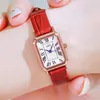 2021 Rectangle Women Watches Elegant Ladies Quartz Wristwatches Luxury Brand Green Female Leather Clock Montre Femme