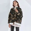 Print camouflage voor vrouwelijke jasjassen o hals lange mouw patchwork oversized vrouwen casual jas mode 210524