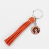 10 stücke tasche teile sublimation diy weiß leer metall keychain mit quaste