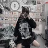 QWEEK Japońskie Harajuku Hoodie Anime Japan Style Manga Pink Kawaii Bluzy Moda Gothic Streetwear Kobiet Topy 211008