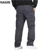 Men Cargo Pants Fleece Thick Warm Multi Pocket Autumn Winter Military Army Zip Straight Slacks Long Trousers Outwear Sport Pants H1223