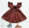 4 cor! Vestidos meninas criança dress algodão linho cor sólida princesa tutu saias recém-nascidos boutique roupas, por 1-6t