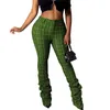 Inverno est Natale Plaid Donna Casual Skinny Stack Pantaloni Moda Sexy Button Fly Straight Spodnie Damskie Wysoki Stan 210604