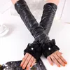 pearl fingerless gloves