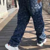 Trendiga män plus storlek jeans lösa baggy casual denim byxor raka byxor hiphop harem streetwear kläder 211108