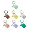 Keychains Girls Bangle Bracelet Keyring ID Card Slots Wristlet Wallet With8177083