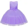 Crianças meninas flores bordadas vestidos de menina formal vestido de princfarty para crianças casamento vestido de baile 3 4 6 8 10 Anos x0803