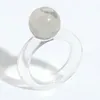 Trendy Candy Color Przezroczysty akrylowy pierścień Geometryczne okrągłe pierścienie dla kobiet biżuteria