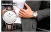Colouring Ultra Thin Minimalist Men's Watch Top Genuine Leather Strap Fashion Casual Quartz Business Man Wristwatches