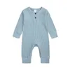 Newborn Infant Baby Boy Girl Cotton Romper Knitted Stripe Spring Autumn Clothing Jumpsuit Solid Clothes